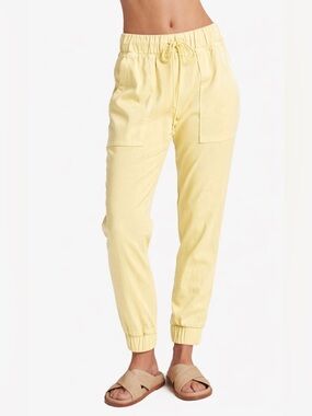 Bella Dahl Yellow Jogger Pants Small Tencel Drawstring Casual Lounge